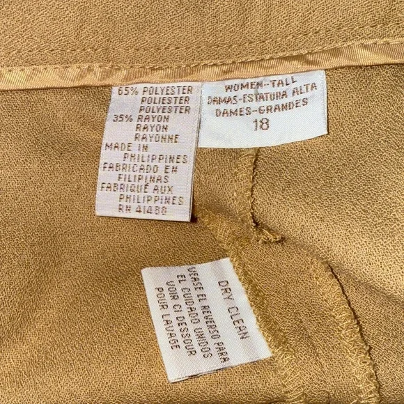 For You Jacket Tank Dress Lined Pants 3-Piece Suit Set Vintage Size 18 Camel - Picture 14 of 14